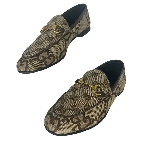 Gucci Jordaan Loafers GG Monogram Canvas in Rosewood with Leather Trim - Picture 6 of 16